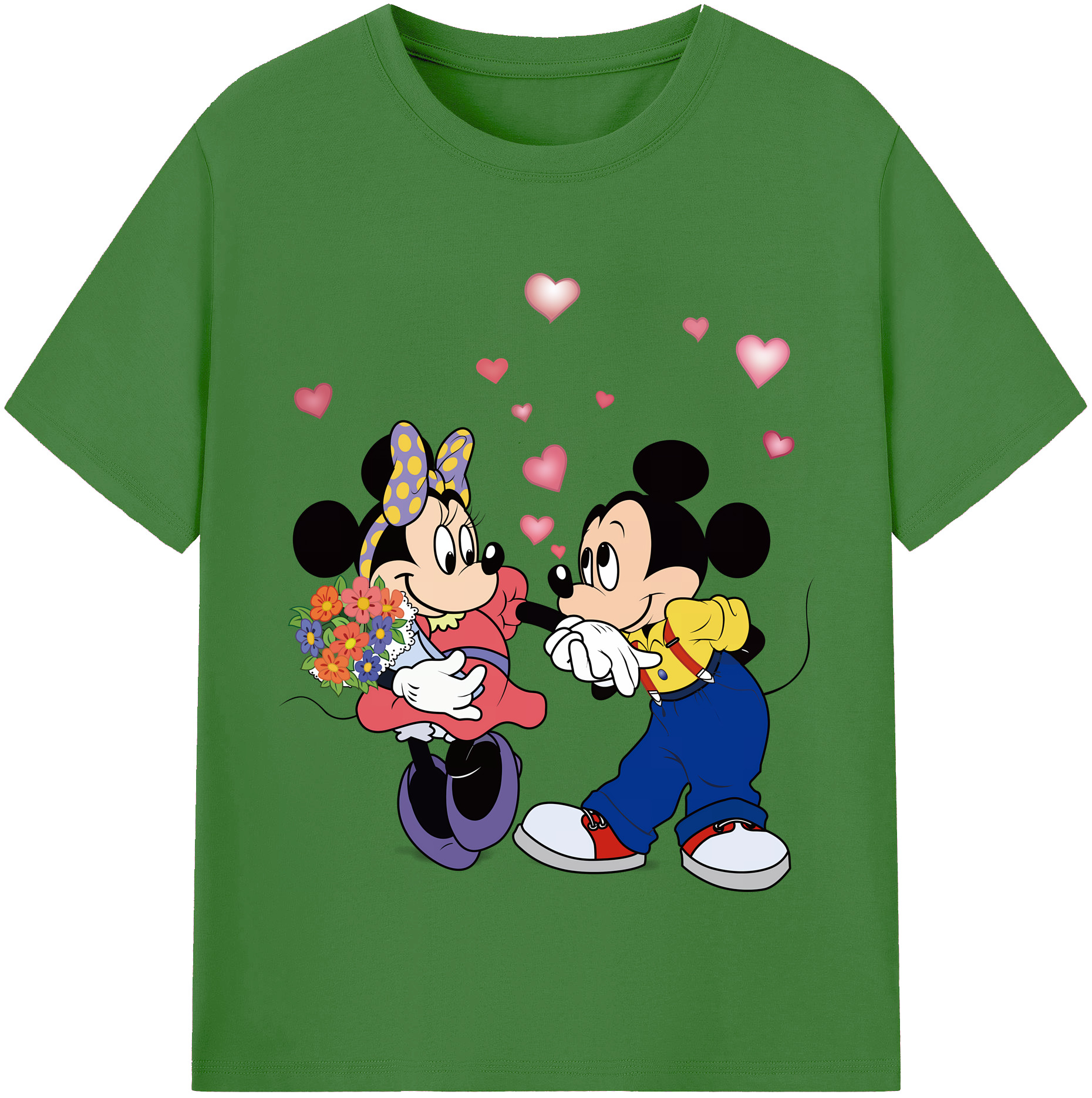 （画像用） ミッキーマウス Mickey Mouse レディースカジュアルプリントTシャツ（綿100％）